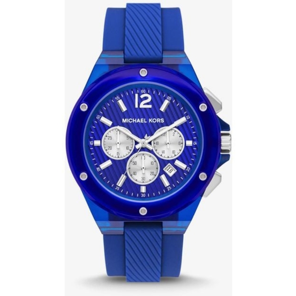 Michael Kors Lenox Chronograph Blue Translucent Nylon and Silicone Band Watch - Picture 2 of 2
